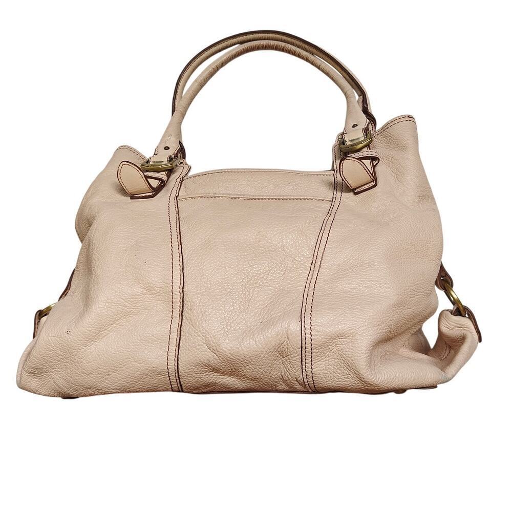Maxx New York Leather Tote Bag Beige Pebbled Shoulder Satchel Brass Hardware - Picture 2 of 10